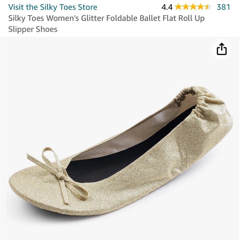 Gold Glitter foldable slippers